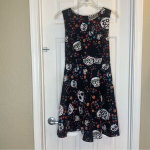 Day of the Dead Dia De Los Muertos Print Fit and Flare Dress Size XL